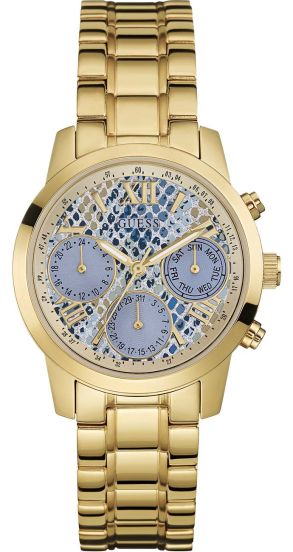  Shop Authentic Guess Mini Sunrise Quartz Blue Dial Gold Steel Strap Watch For Women - W0448L6 - Luxxuri