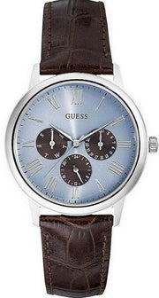  Shop Authentic Guess Wafer Analog Blue Dial Brown Leather Strap Watch For Men - W0496G2 - Luxxuri