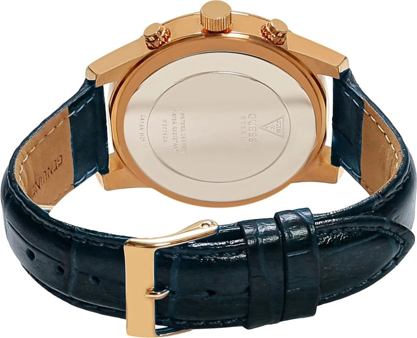  Shop Authentic Guess Analog Blue Dial Blue Leather Strap Watch For Men - W0496G4 - Luxxuri
