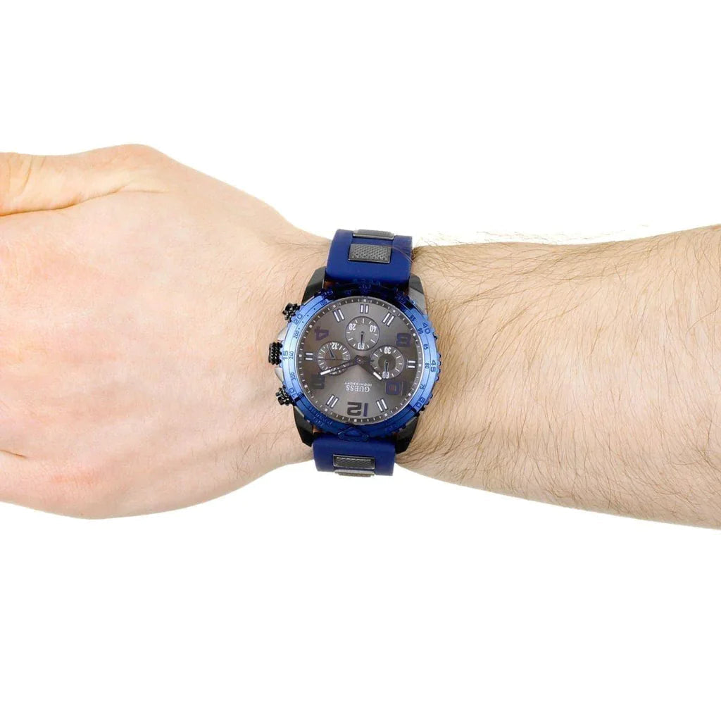  Shop Authentic Guess Velocity Blue Dial Blue Rubber Strap Watch for Men - W0599G2 - Luxxuri