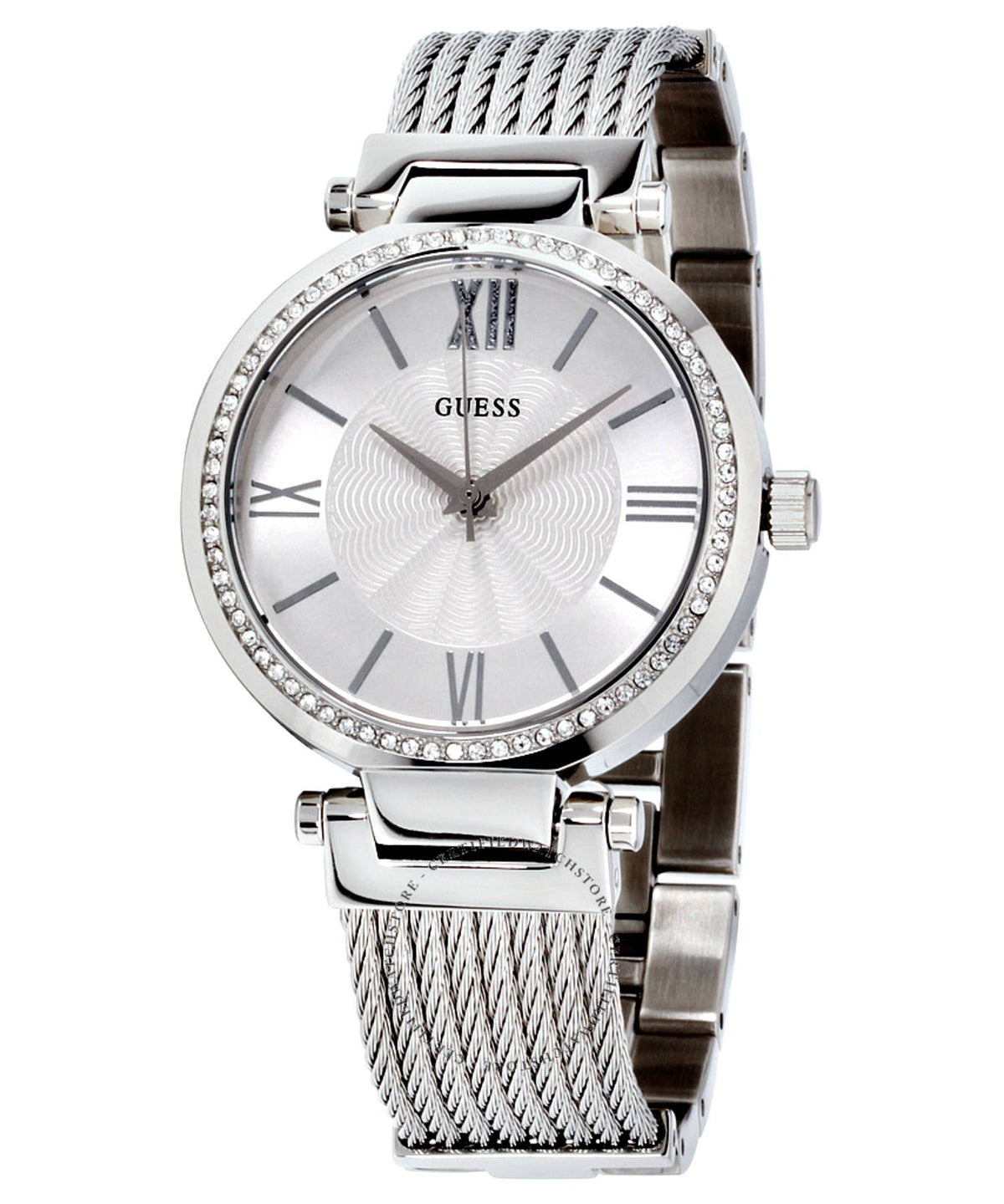  Shop Authentic Guess Soho Silver DIal Stainless Steel Mesh Bracelet Watch For Women - W0638L1 - Luxxuri