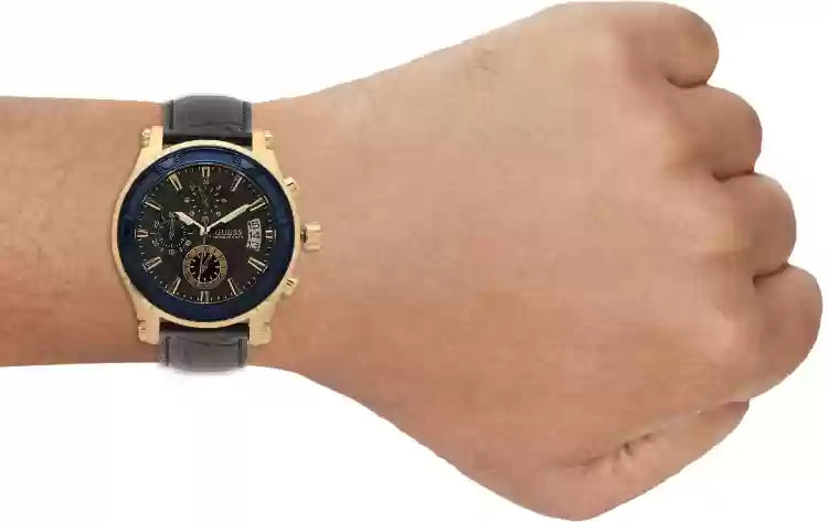  Shop Authentic Guess Pinnacle Chronograph Quartz Blue Dial Blue Leather Strap Watch For Men - W0673G2 - Luxxuri