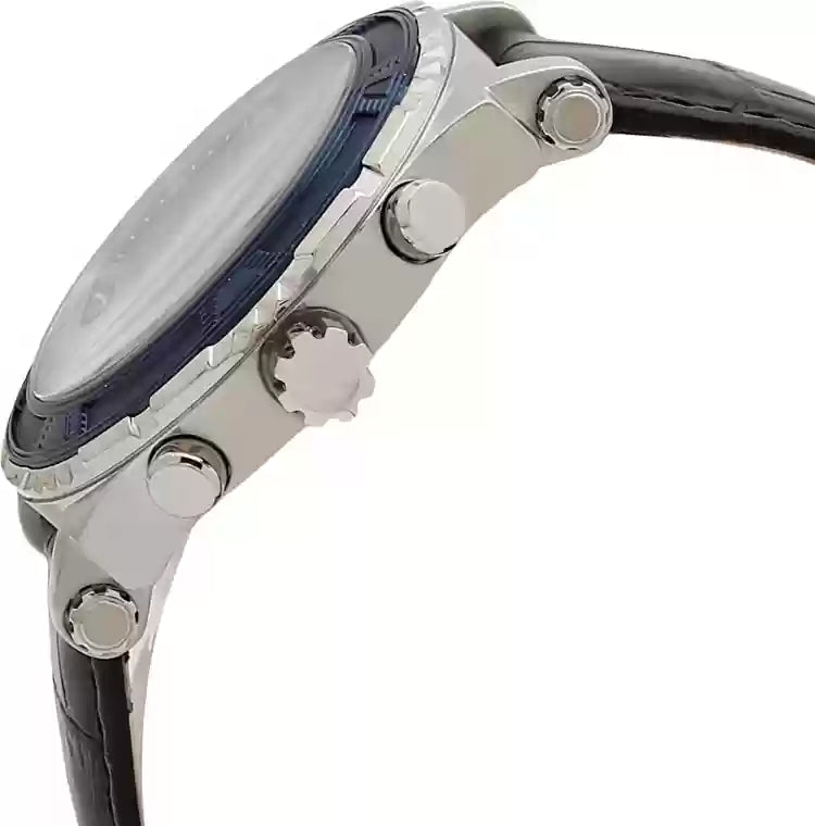  Shop Authentic Guess Pinnacle Chronograph Quartz Blue Dial Black Leather Strap Watch For Men - W0673G4 - Luxxuri