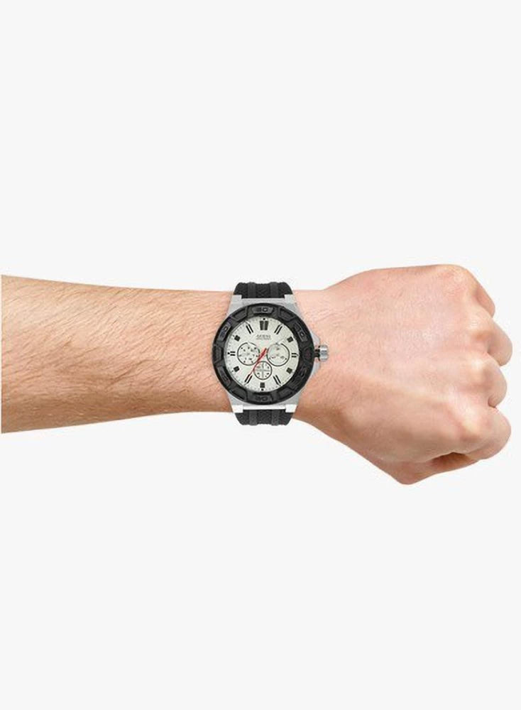  Shop Authentic Guess Force Analog Quartz White Dial Black Rubber Strap Watch For Men - W0674G3 - Luxxuri