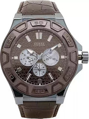  Shop Authentic Guess Force Quartz Brown Dial Brown Leather Strap Watch For Men - W0674G5 - Luxxuri