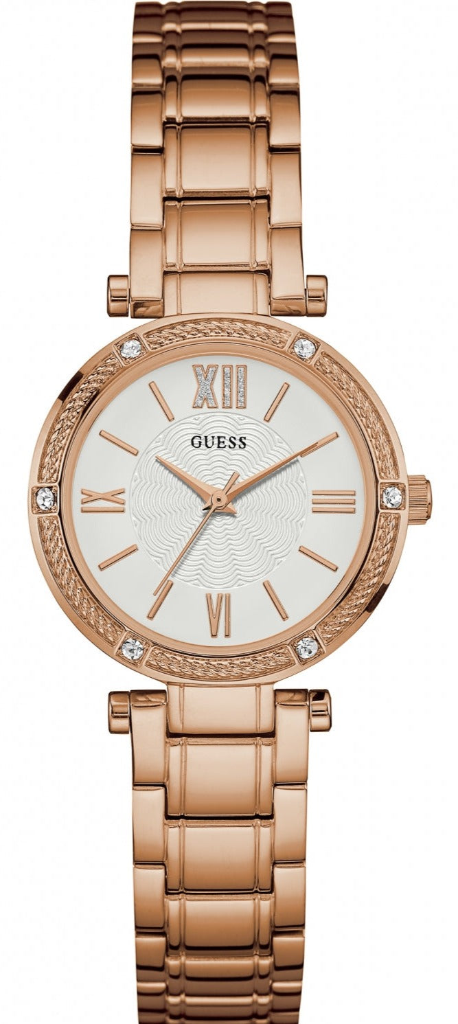  Shop Authentic Guess Park Ave White Dial Rose Gold Steel Strap Watch for Women - W0767L3 - Luxxuri