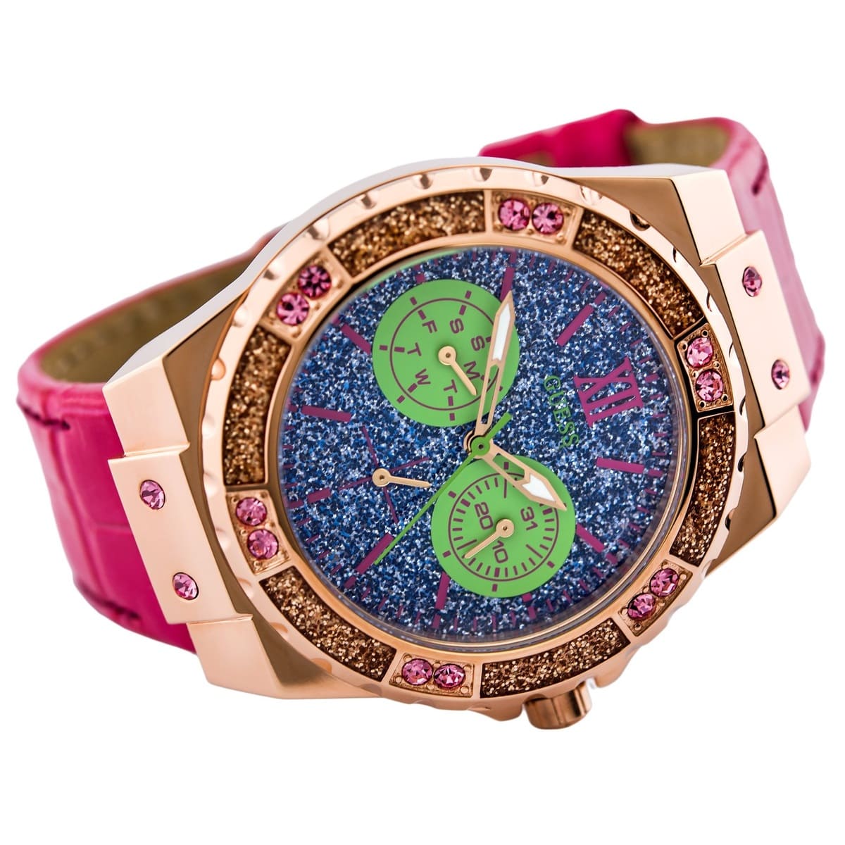  Shop Authentic Guess Limelight Quartz Multicolor Dial Red Leather Strap Watch For Women - W0775L4 - Luxxuri