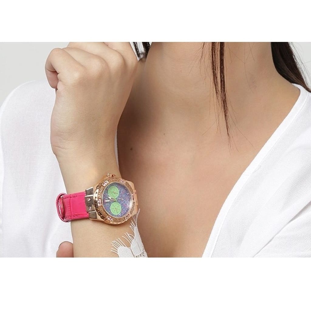  Shop Authentic Guess Limelight Quartz Multicolor Dial Red Leather Strap Watch For Women - W0775L4 - Luxxuri