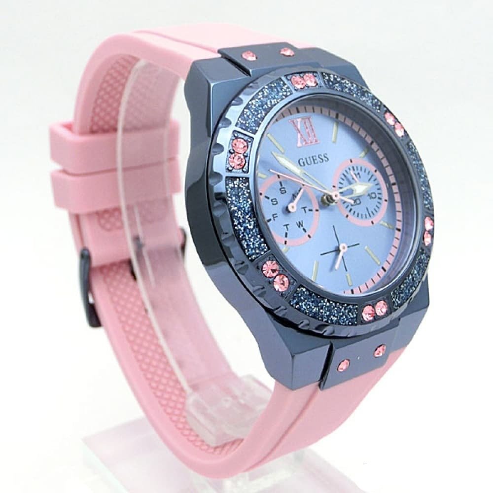  Shop Authentic Guess Limelight Blue Dial Pink Rubber Strap Watch For Women - W0775L5 - Luxxuri