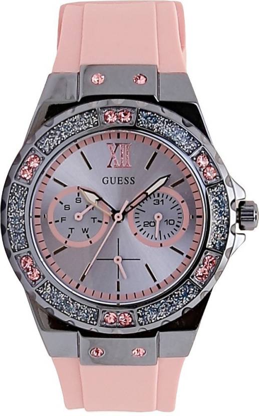  Shop Authentic Guess Limelight Blue Dial Pink Rubber Strap Watch For Women - W0775L5 - Luxxuri