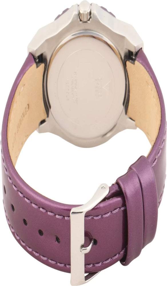 Shop Authentic Guess Limelight Quartz Silver Dial Purple Leather Strap Watch For Women - W0775L6 - Luxxuri