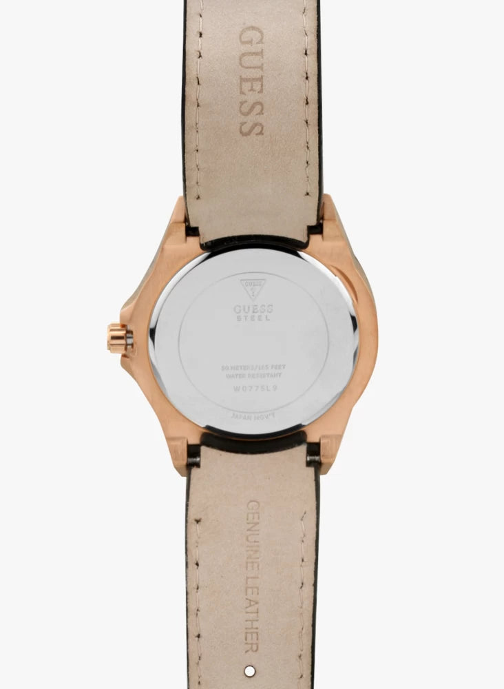  Shop Authentic Guess Limelight Quartz White Dial Black Leather Strap Watch For Women - W0775L9 - Luxxuri