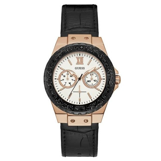  Shop Authentic Guess Limelight Quartz White Dial Black Leather Strap Watch For Women - W0775L9 - Luxxuri