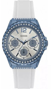  Shop Authentic Guess Starlight Diamonds Silver Dial White Rubber Strap Watch for Women - W0846L7 - Luxxuri