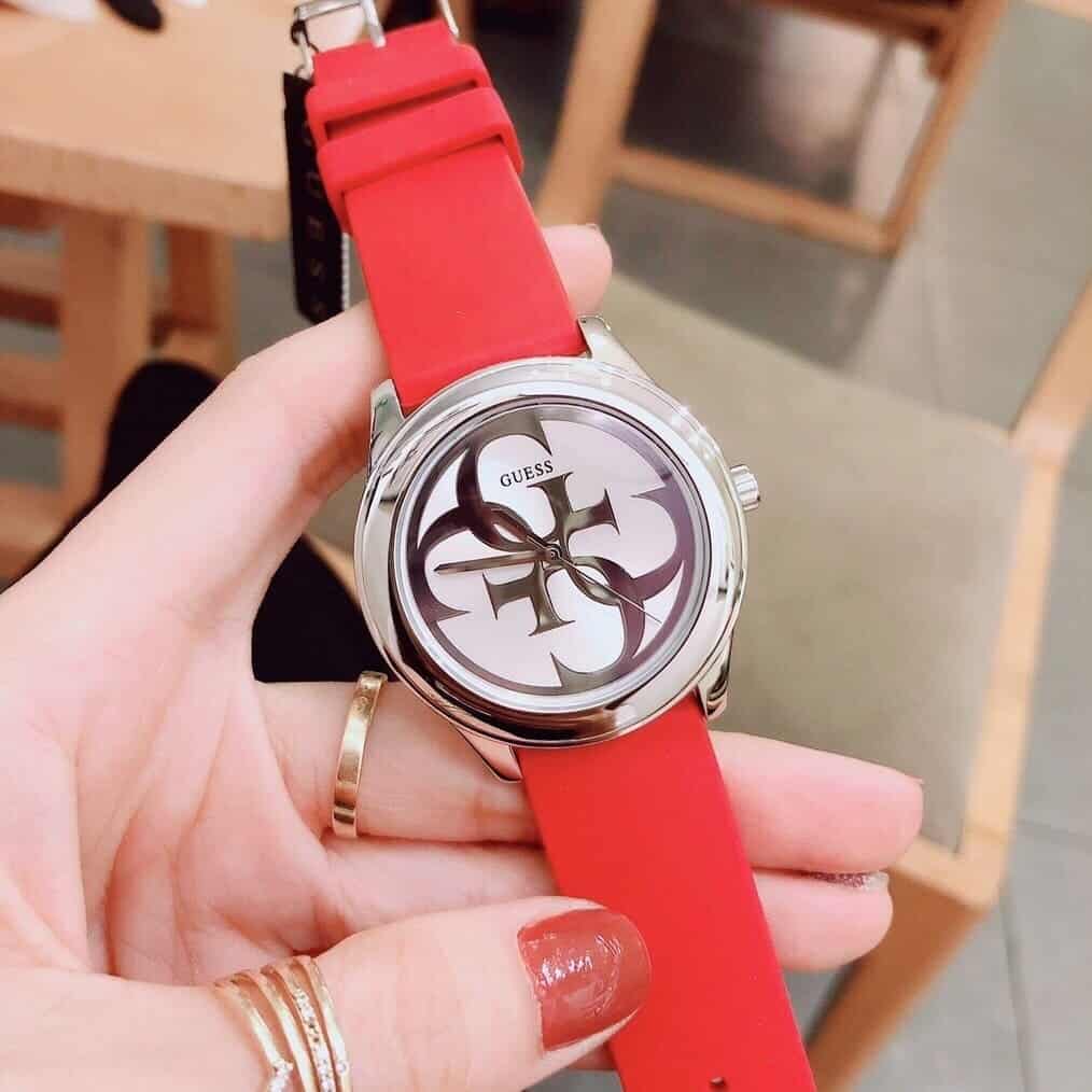  Shop Authentic Guess G-Twist Silver Dial Red Rubber Strap Watch for Women - W0911L9 - Luxxuri
