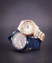  Shop Authentic Guess Trade Blue Dial Blue Silicone Strap Watch for Men - W0967G2 - Luxxuri