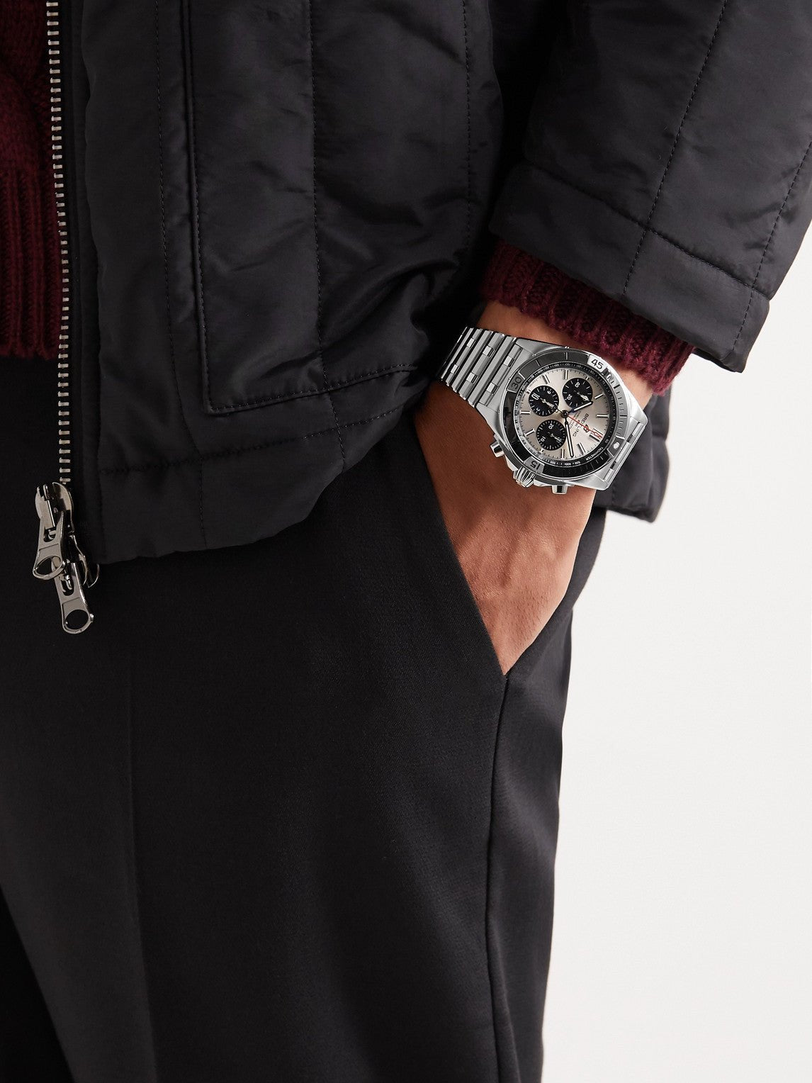  Shop Authentic Breitling Chronomat B01 42mm Silver Dial Silver Steel Strap Watch for Men - AB0134101G1A1 - Luxxuri