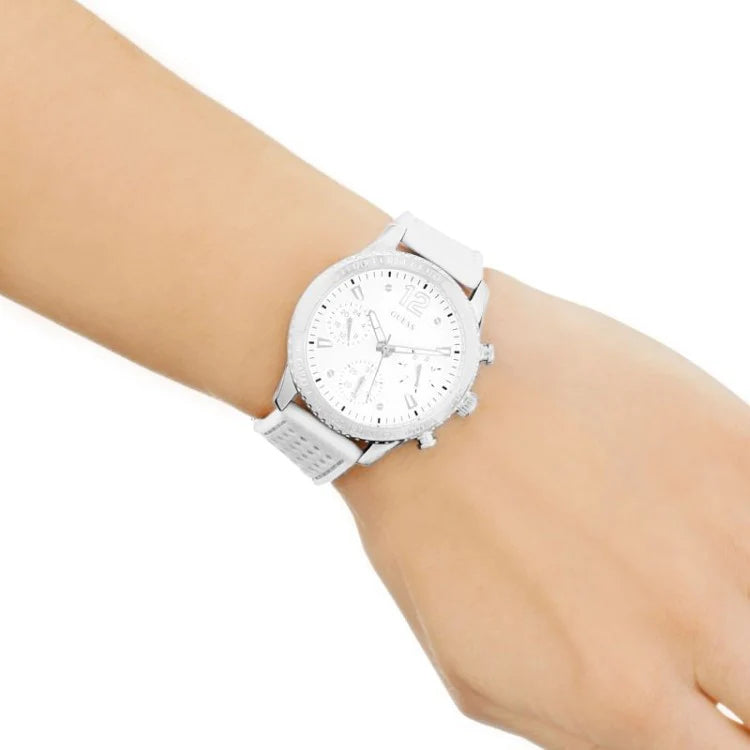  Shop Authentic Guess Marina Quartz White Dial White Rubber Strap Watch For Women - W1025L1 - Luxxuri