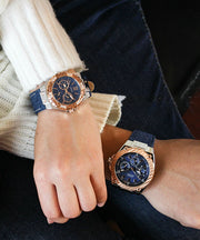  Shop Authentic Guess Legacy Analog Blue Dial Blue Denim Strap Watch for Men - W1058G1 - Luxxuri
