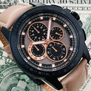  Shop Authentic Michael Kors Ryker Chronograph Black Dial Beige Leather Strap Watch For Men - MK8520 - Luxxuri