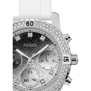  Shop Authentic Guess Confetti Crystal Black Dial White Silicone Strap Watch For Women - W1098L1 - Luxxuri