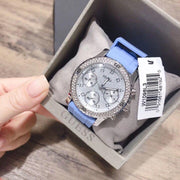  Shop Authentic Guess Confetti Crystal Silver Dial Blue Rubber Strap Watch For Women - W1098L3 - Luxxuri