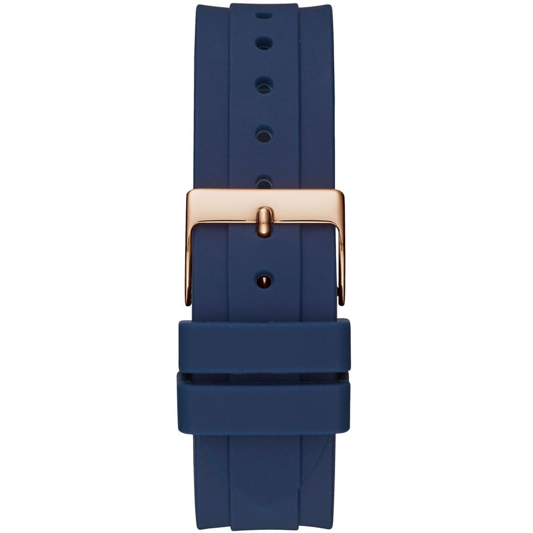  Shop Authentic Guess Confetti Diamonds Gold Dial Blue Rubber Strap Watch For Women - W1098L6 - Luxxuri