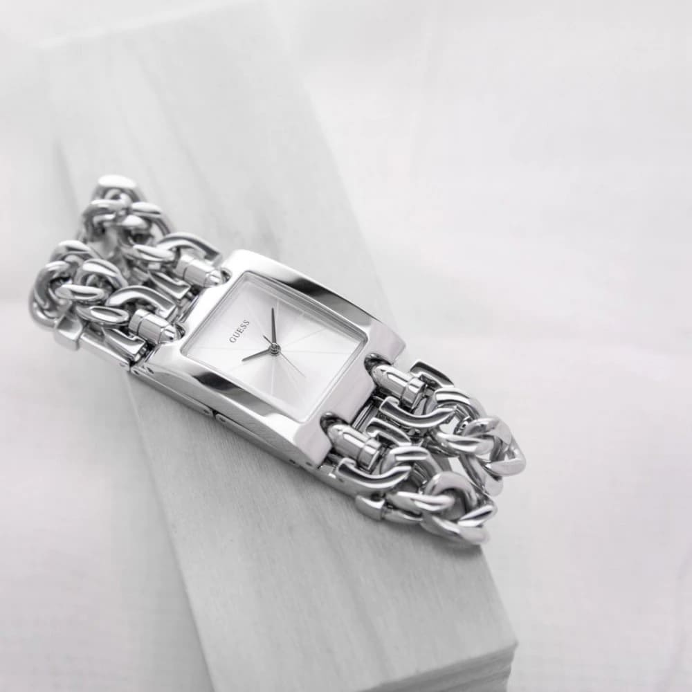  Shop Authentic Guess Mod Heavy Metal Silver Dial Silver Steel Strap Watch For Women - W1117L1 - Luxxuri