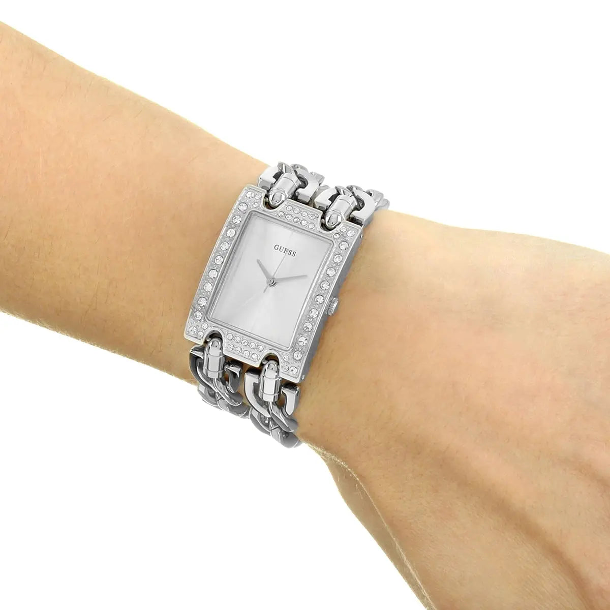  Shop Authentic Guess Mod Heavy Metal Diamonds Silver Dial Silver Steel Strap Watch for Women - W95088L1 - Luxxuri