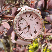  Shop Authentic Guess Solar Rose Gold Dial Pink Rubber Strap Watch For Women - W1135L2 - Luxxuri