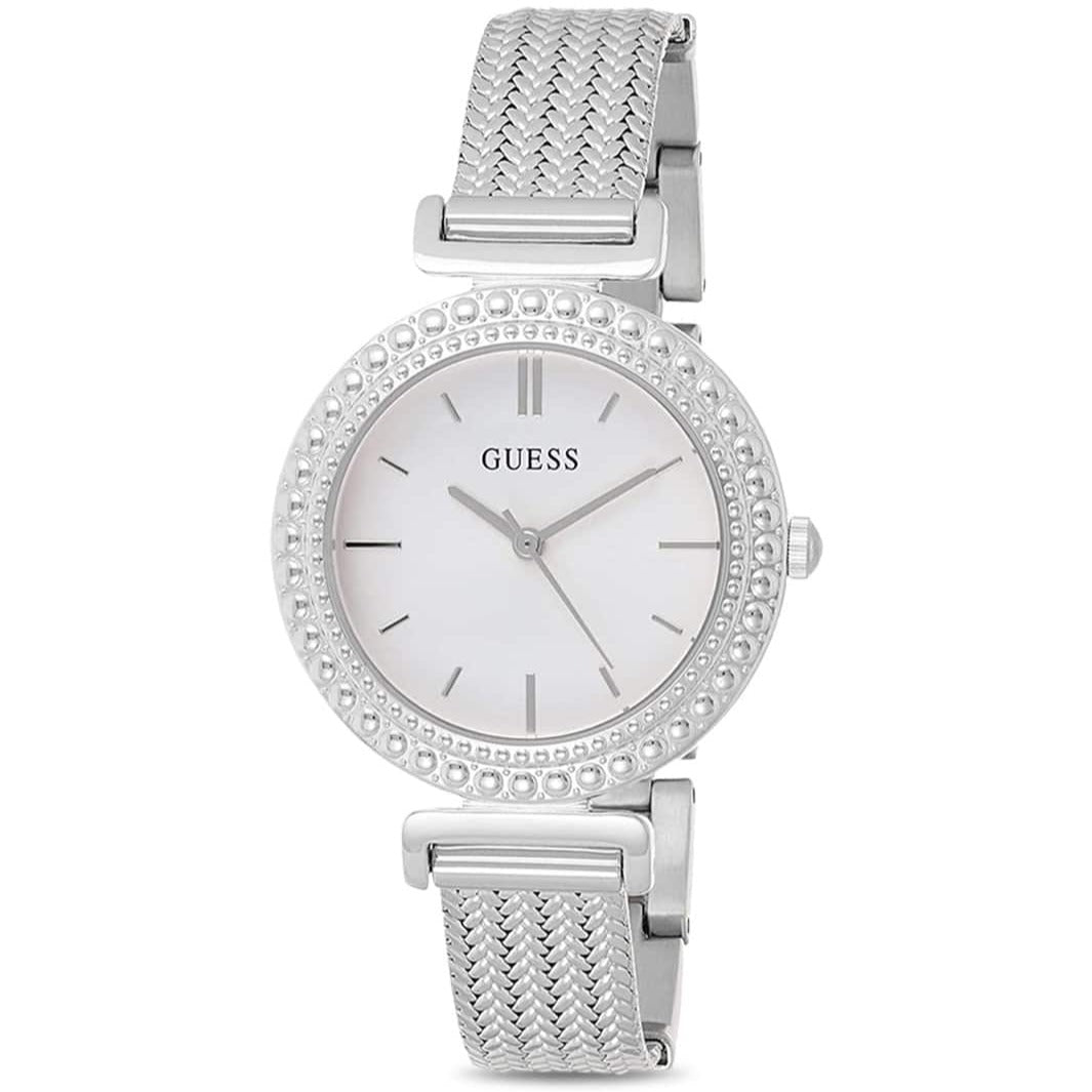  Shop Authentic Guess Quartz Silver Dial Silver Mesh Bracelet Watch For Women - W1152L1 - Luxxuri