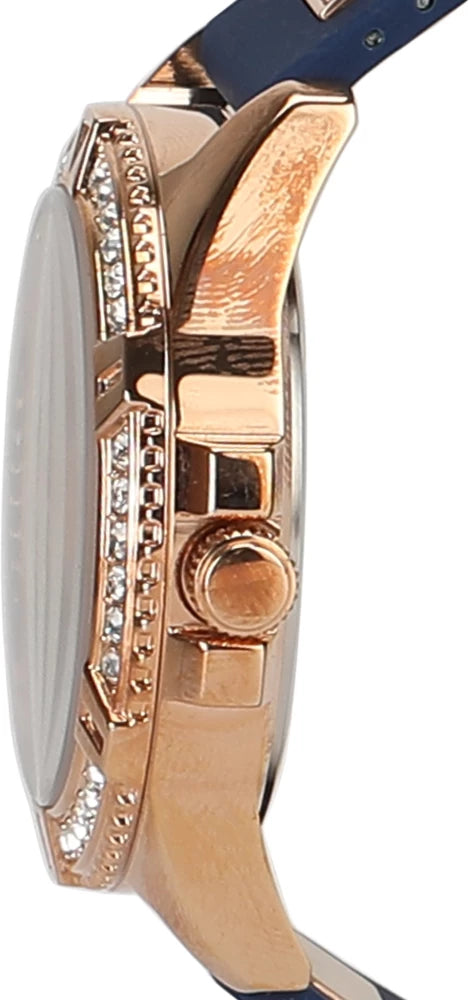  Shop Authentic Guess Frontier DIamonds Gold Dial Blue Rubber Strap Watch For Women - W1160L3 - Luxxuri