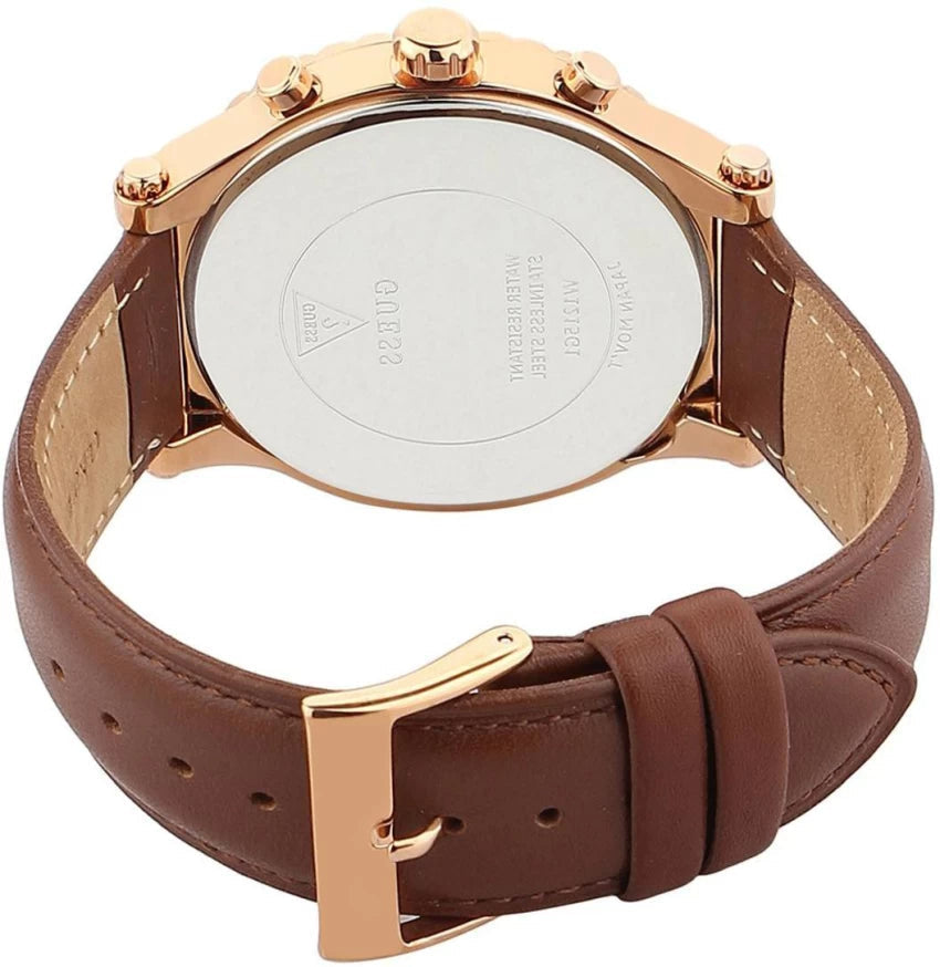  Shop Authentic Guess Analog Chronograph Brown Dial Brown Leather Strap Watch For Men - W14052G2 - Luxxuri