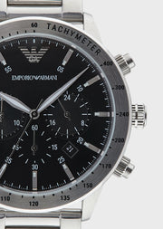  Shop Authentic Emporio Armani Mario Chronograph Black Dial Silver Steel Strap Watch For Men - AR11241 - Luxxuri