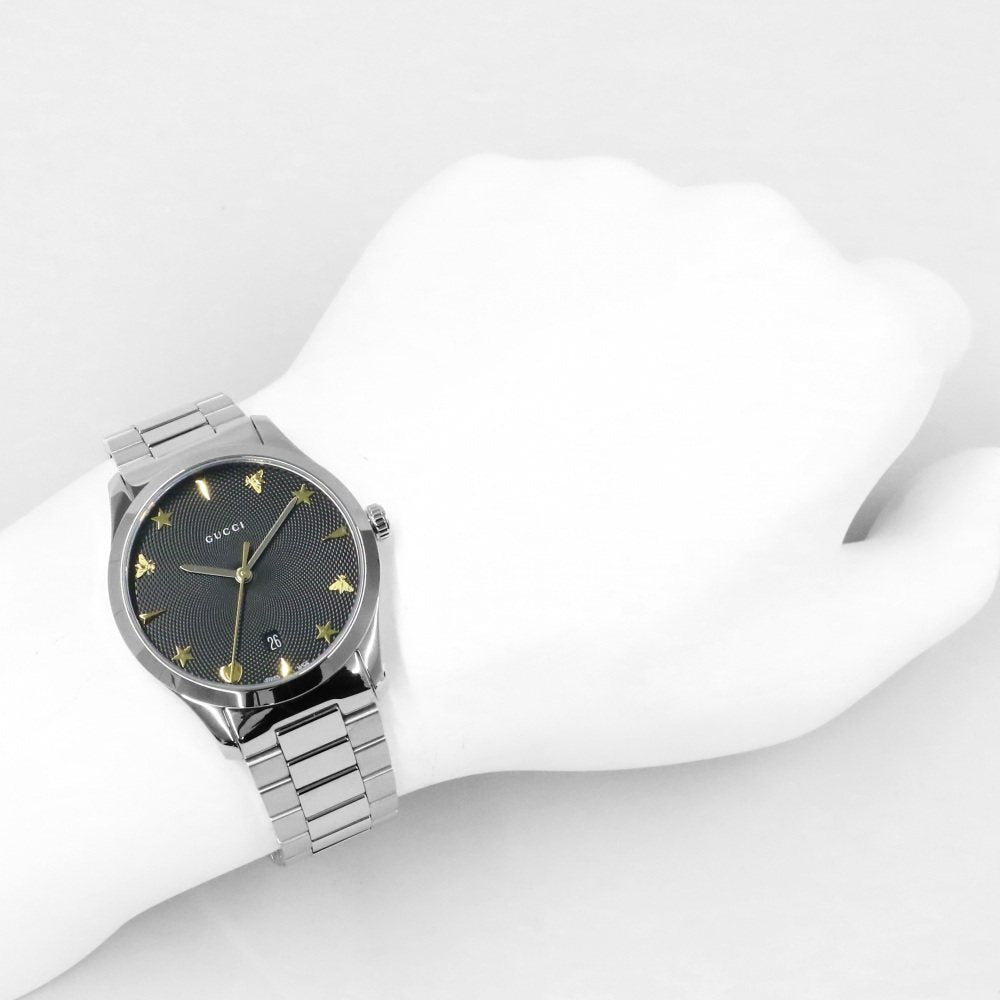  Shop Authentic Gucci G Timeless Black Dial Silver Steel Strap Watch For Women - YA1264029A - Luxxuri