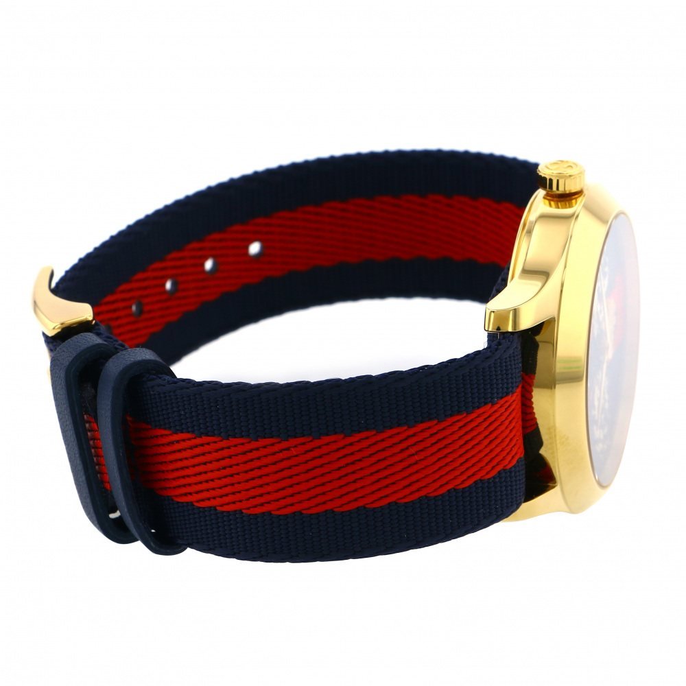  Shop Authentic Gucci G Timeless Bee Red & Blue Dial Red Two Tone Nylon Strap Watch For Men - YA1264061 - Luxxuri