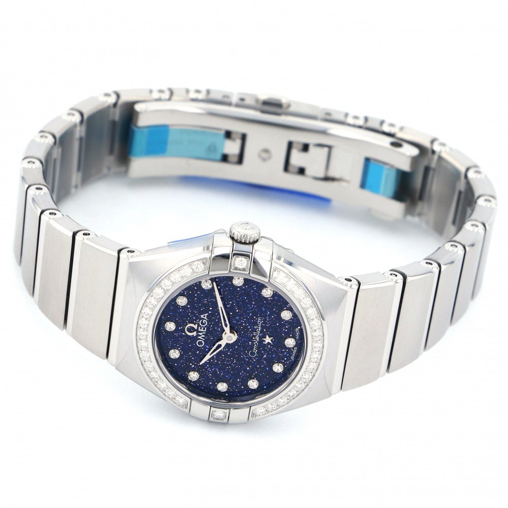  Shop Authentic Omega Constellation Manhattan Quartz Diamonds Blue Dial Silver Steel Strap Watch for Women - 131.15.25.60.53.001 - Luxxuri