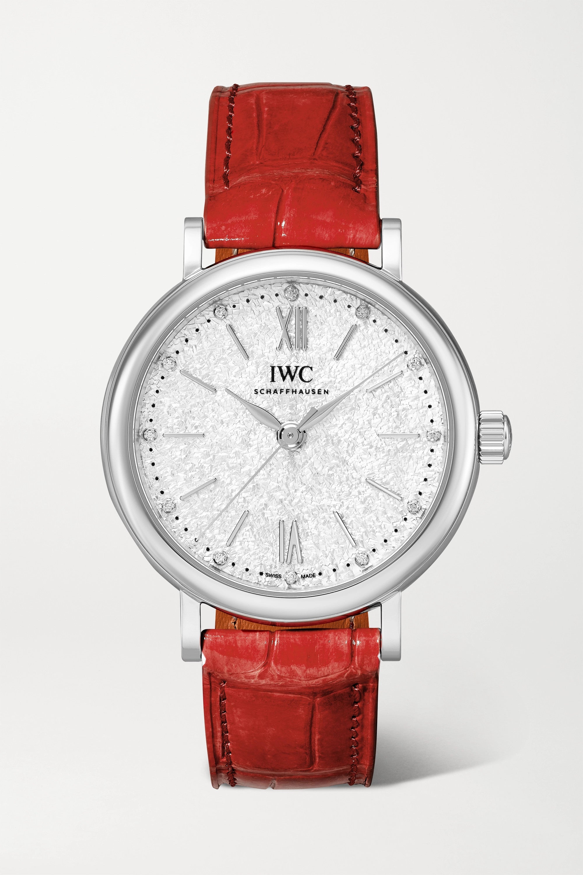  Shop Authentic IWC Portofino Automatic Diamonds Silver Dial Red Leather Strap Watch for Women - IW357408 - Luxxuri