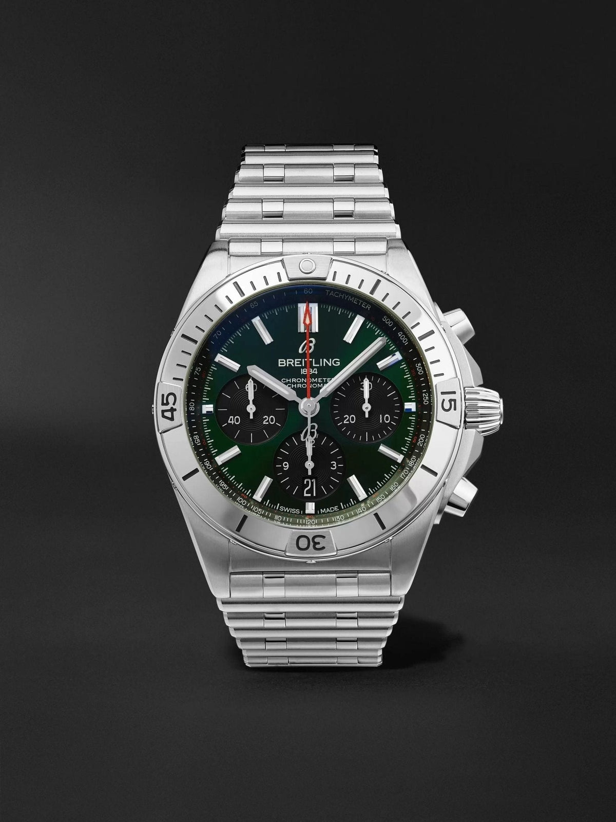  Shop Authentic Breitling Chronomat B01 42mm Green Dial Silver Steel Strap Watch for Men - AB01343A1L1A1 - Luxxuri