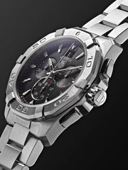  Shop Authentic Tag Heuer Aquaracer Chronograph Black Dial Silver Steel Strap Watch for Men - CAY1110.BA0927 - Luxxuri