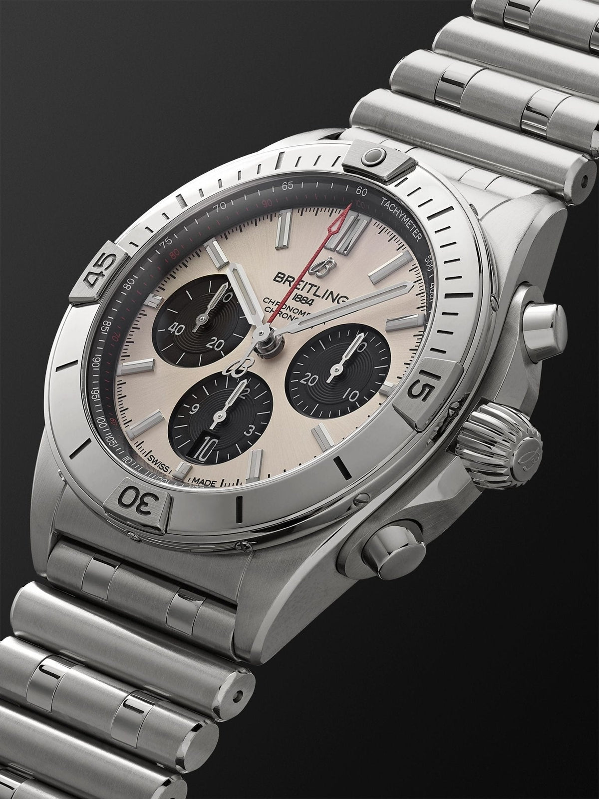  Shop Authentic Breitling Chronomat B01 42mm Silver Dial Silver Steel Strap Watch for Men - AB0134101G1A1 - Luxxuri