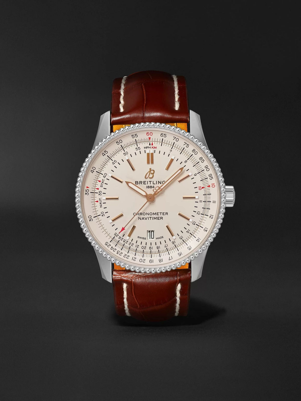  Shop Authentic Breitling Navitimer Automatic 41 White Dial Brown Leather Strap Watch for Men - A17326211G1P2 - Luxxuri