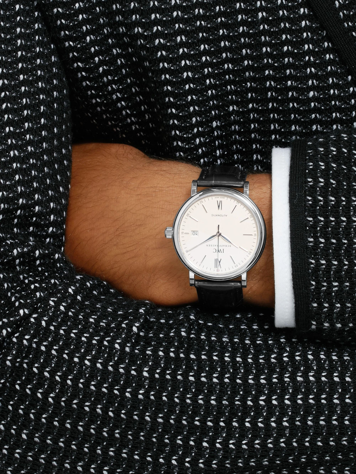  Shop Authentic IWC Portofino Automatic White Dial Black Leather Strap Watch for Men - IW356501 - Luxxuri