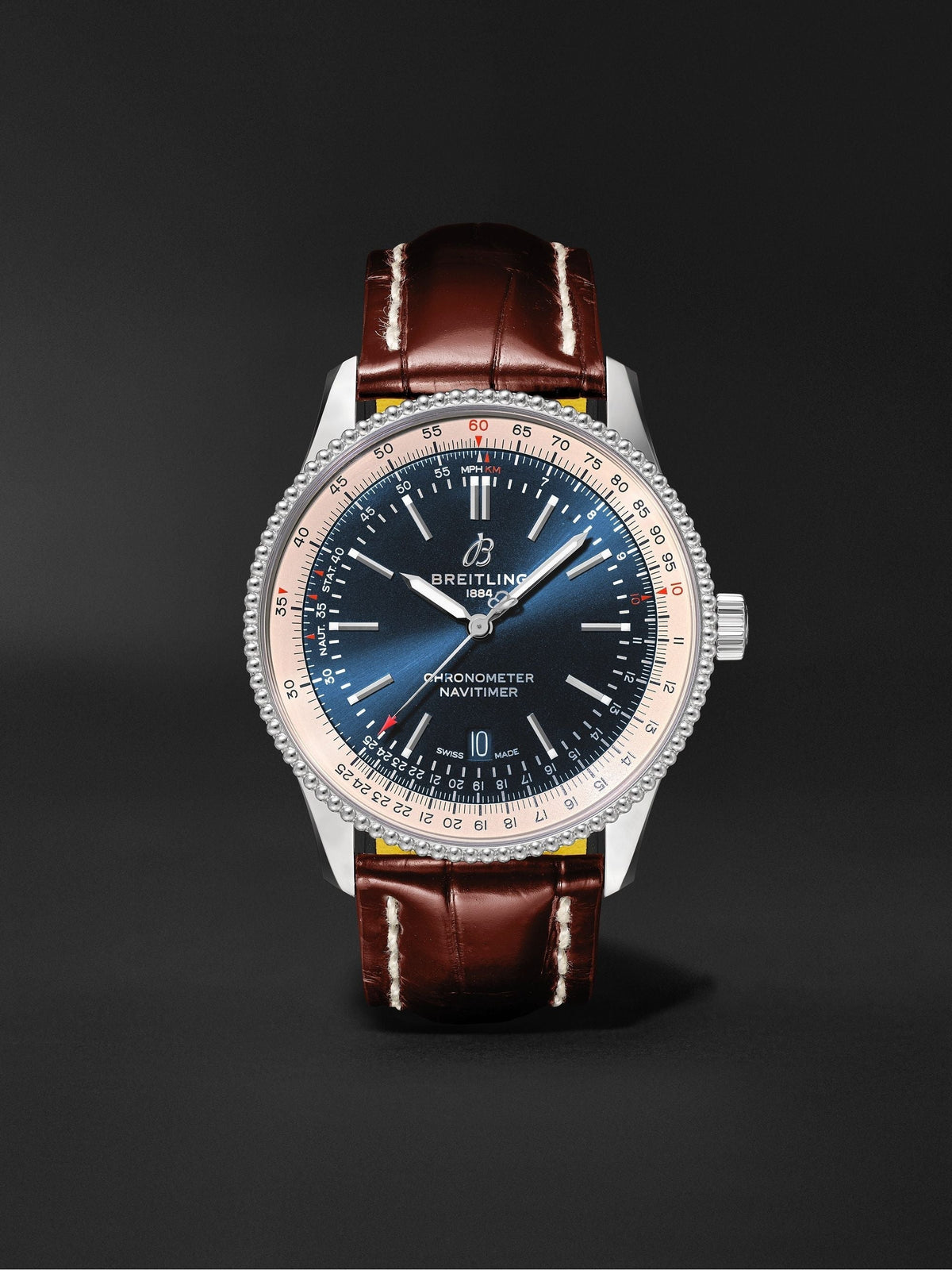  Shop Authentic Breitling Navitimer Automatic 38mm Blue Dial Brown Leather Strap Mens Watch - A17325211C1P2 - Luxxuri