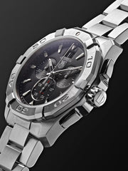  Shop Authentic Tag Heuer Aquaracer Chronograph Black Dial Silver Steel Strap Watch for Men - CAY1110.BA0927 - Luxxuri