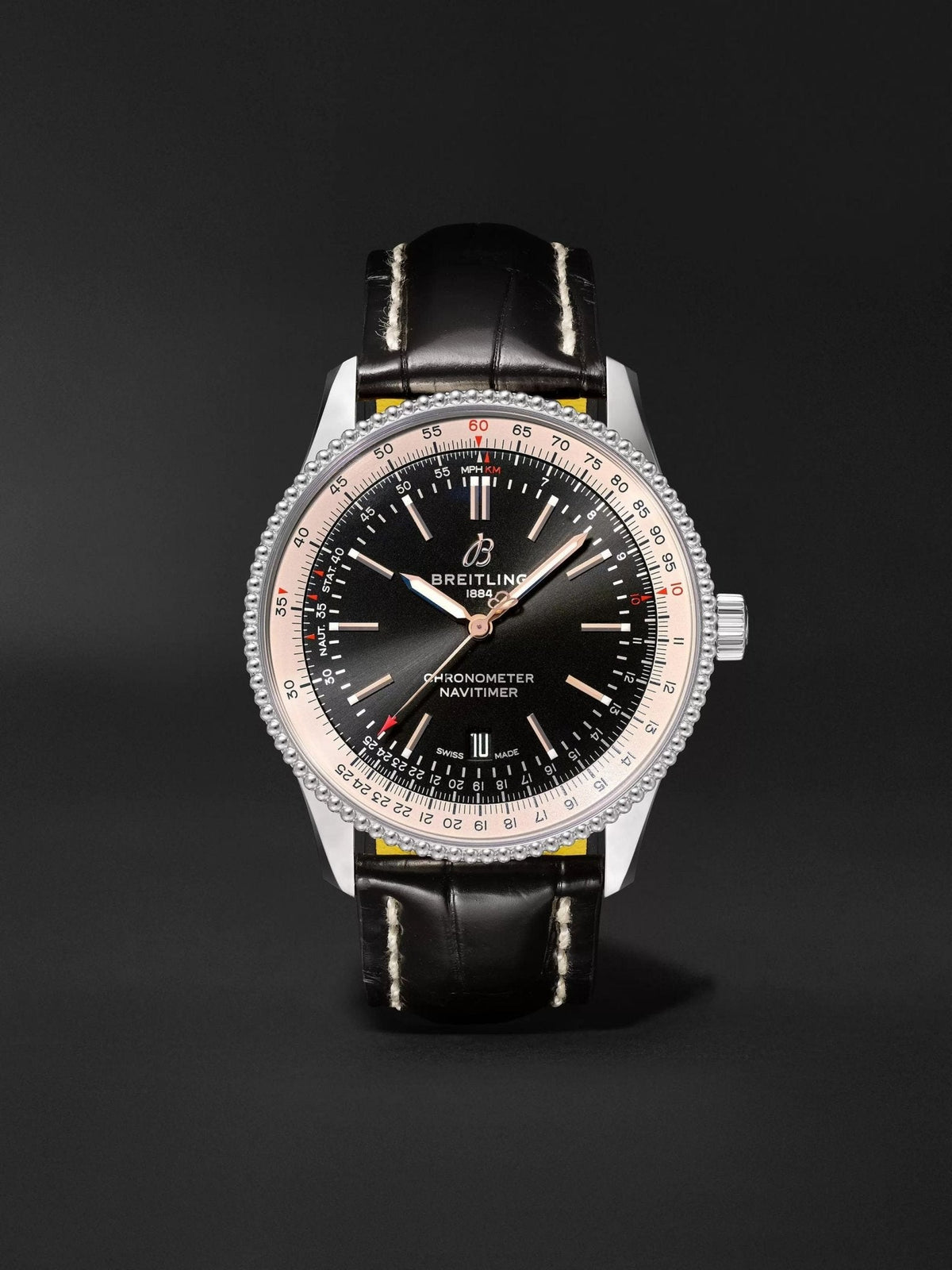  Shop Authentic Breitling Navitimer 1 Automatic 41mm Black Dial Black Leather Strap Mens Watch - A17326211B1P2 - Luxxuri