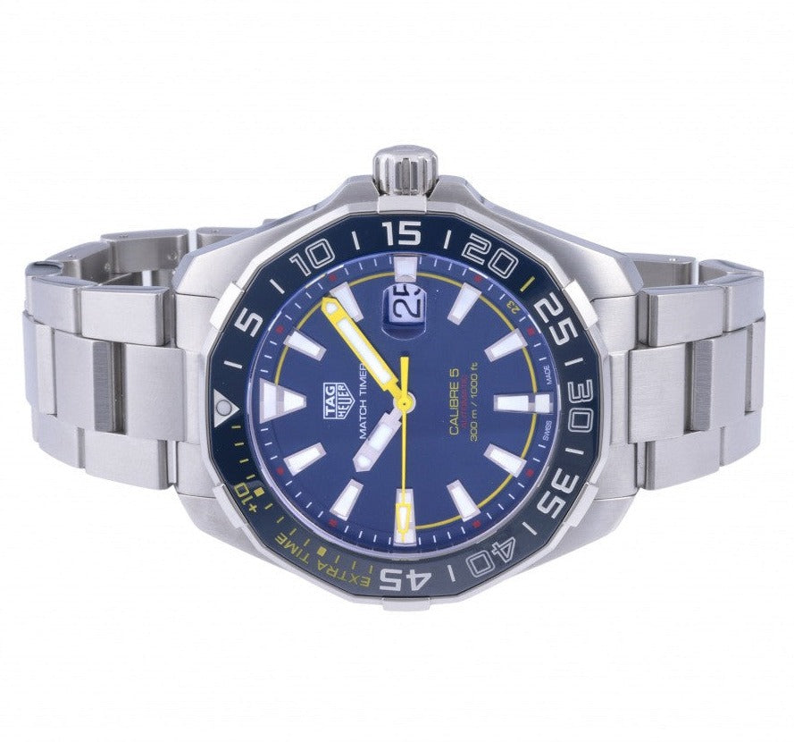  Shop Authentic Tag Heuer Aquaracer Caliber 5 Match Timer Shinji Kagawa Edition Blue Dial Silver Steel Strap Watch for Men - WAY201H.BA0927 - Luxxuri