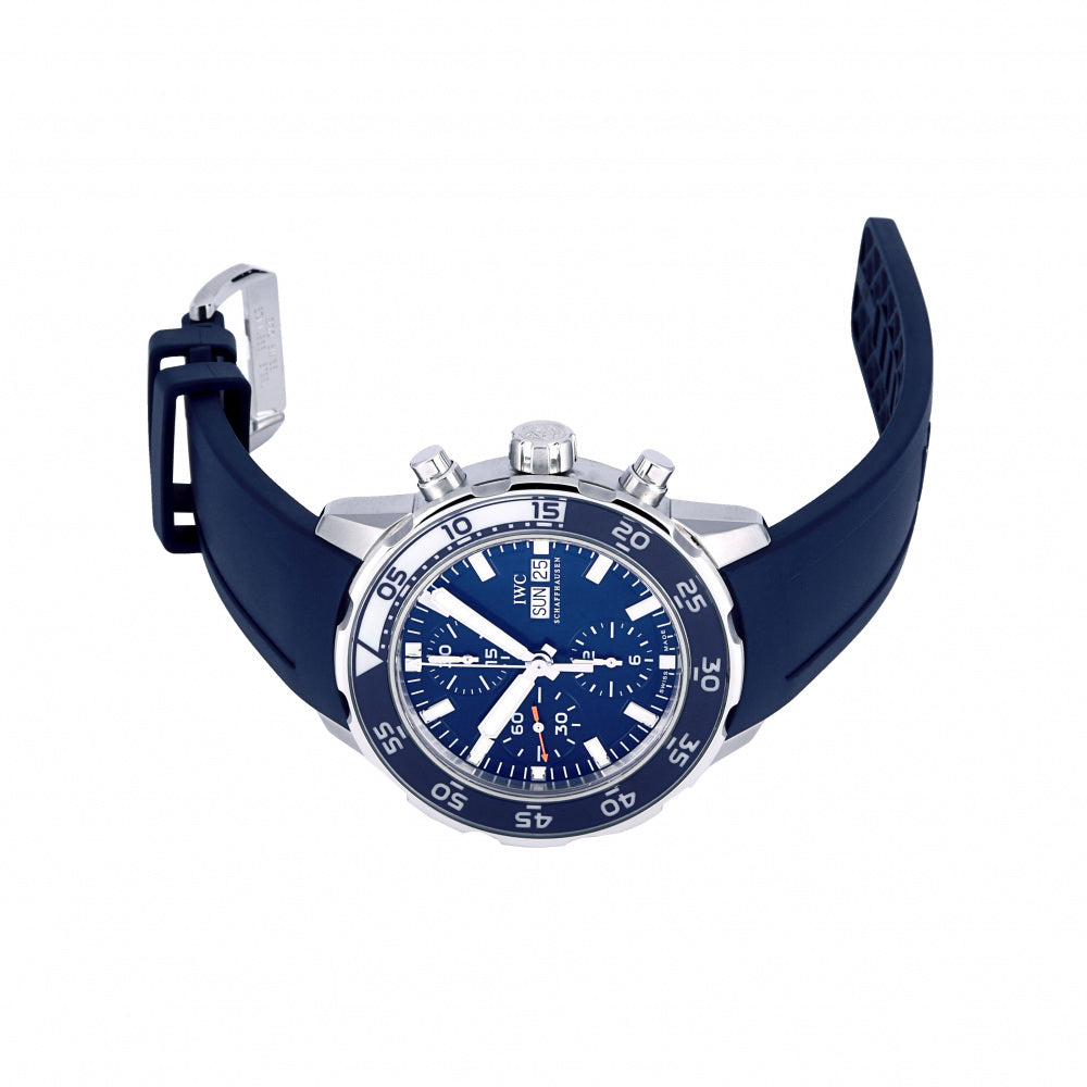  Shop Authentic IWC Aquatimer Chronograph Blue Dial Blue Rubber Strap Watch for Men - IW376711 - Luxxuri
