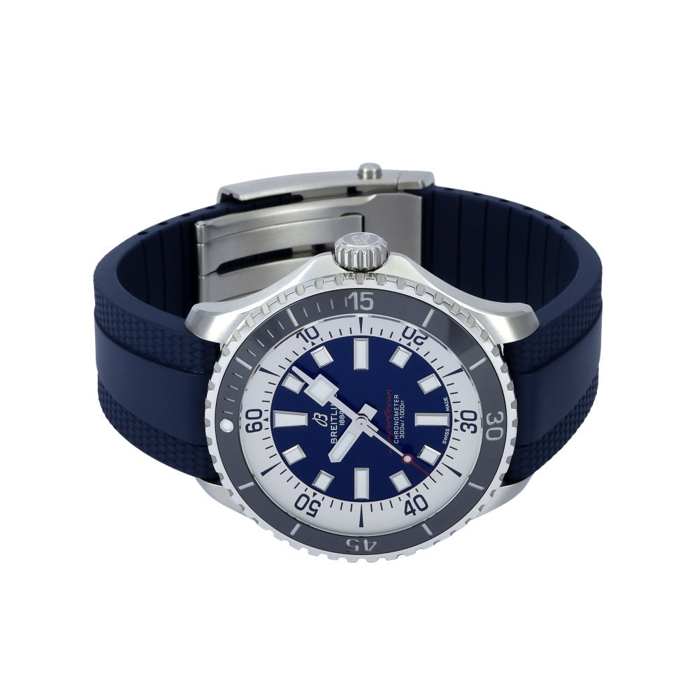  Shop Authentic Breitling Superocean Automatic 44 Blue Dial Blue Rubber Strap Watch for Men - A17376211C1S1 - Luxxuri