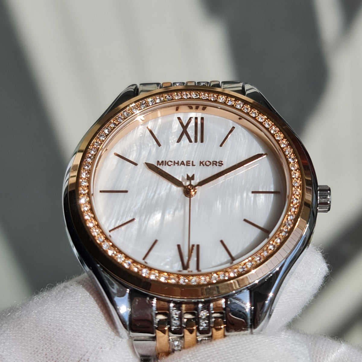  Shop Authentic Michael Kors Mindy Three Hand White Dial Two Tone Steel Strap Watch For Women - MK7077 - Luxxuri